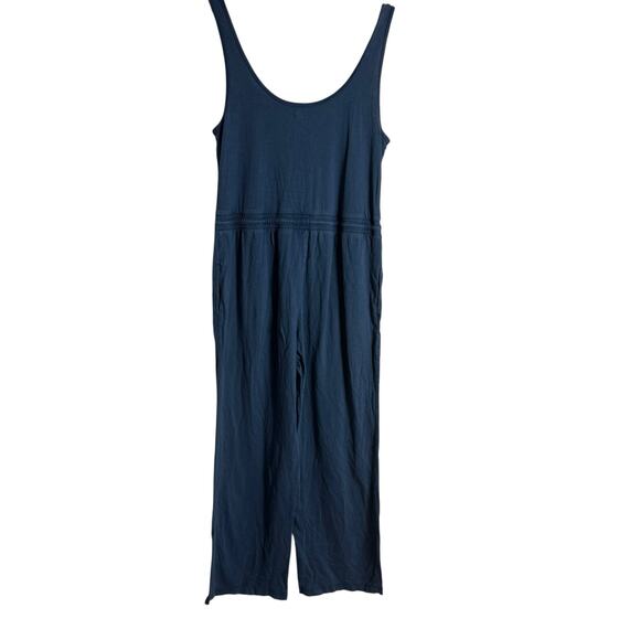 Faherty Terra Blue Scoop Neck Sleeveless Straight Leg Organic Cotton Jumpsuit L - Picture 10 of 10